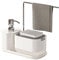 Gevvnss Hand & Dish Soap Dispenser Kitchen Set w/Tray,Dual Soap Dispenser w/Sponge Holder & Dishcloth Holder,Replenishable Detergent,Fit for Countertop Storage Organize(White)
