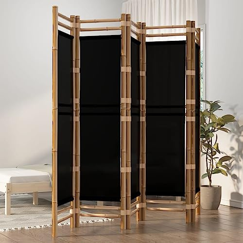 Paravent Outdoor Wetterfest Blackout Curtain 5-TLG. Paravent Faltbar 200 cm Bambus und Canvas