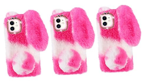 Uonlytech 3stücke Plüsch Handyhülle Für Schutz Hülle Aus TPU Und Weichem Material Stoßfest Und Kratzfest Idealer Schutz Für Alltagsschäden Mit Niedlichem Design