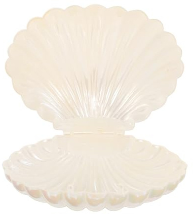 Plateau à Bijoux Coquillage Plat en Plastique Blanc, Rangement Décoratif | Présentoir à Boucles D'oreilles, Plat Rond pour Clés et Bijoux, Coquillage Pte Bijoux