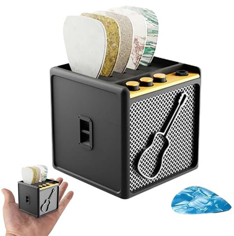 Gitarrenplektren-Halter, Gitarrenplektren-Vitrine, Plektrum-Halter, Plektrum-Schlitz-Aufbewahrungsbox, Gitarrenplektren-Organizer, Verstärker-Lautsprecher-Stil, Gitarrenplektren-Behälter, für Musiker