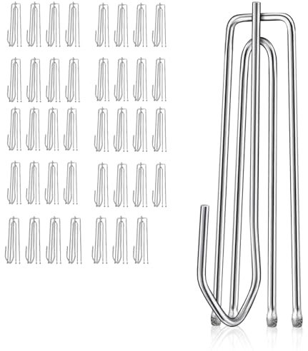 Edelstahl Gardinenhaken, 40 Stück Vorhänge Haken Klammer, Klemmhaken Gardinenhaken, Metall Duschvorhanghaken, Vorhang Clips Haken, für Vorhangringe