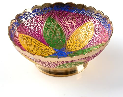 Tarini Gallery Brass Indian Antique Bowl Katori Décor Showpiece for Home Entrance Temple Puja Decoration Festivals Diwali and Gifting (Brass Bowl)