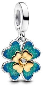 PHCLASY Blaue Blume Charm Kompatibel für Armbänder Halsketten und europäische Schlange für Frauen Muttertag Schmuck Geschenk