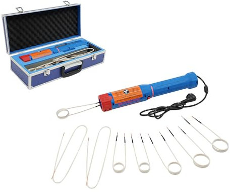 Riscaldatore a induzione per auto, 1100 W, a induzione, 800 °C, bobina a induzione, riscaldatore a induzione, ventola integrata con 2 fili di rame morbido, 6 bobine di riscaldamento senza fiamma