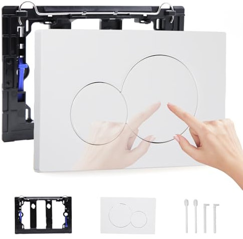 Auoiian Toilet Flush Button Flush Plate for Geberit Sigma 01, Plastic Flushing Plate with Flush Lever Set and Mounting Frame, Dual Flush, 1 Piece (White)