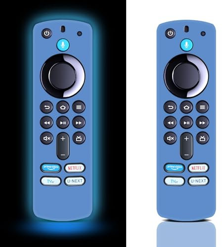 Funda de silicona para mando a distancia Fire Stick TV Glow in The Dark, funda remota para voz Alexa Fire Stick 4K Max 3ª generación 2021 Mando a distancia de TV (azul marino brillante) -【 2 Pack】