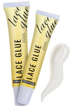 Mateplex Small Travel Lace Glue for Wigs, Hairpieces and Hair Extensions Waterproof Hair Bonding Adhesive Portable, Long Lasting and Invisible 20ml(0.7 fl oz), 2 pcs