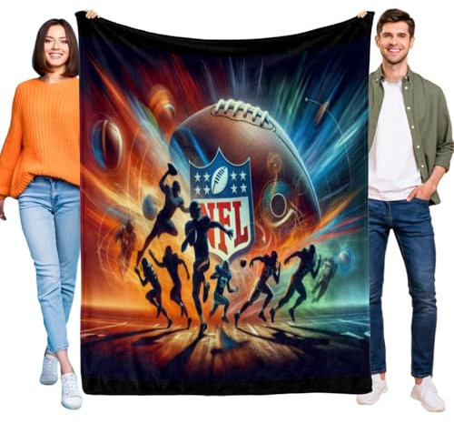 NFL Fanartikel Kinder,Kuscheldecke Fleecedecke Bettwäsche,American Football Herren Kinder Jungen Football Bedsure Kuscheldecke,Decken Football Geschenk Für Fans (D,150x200)