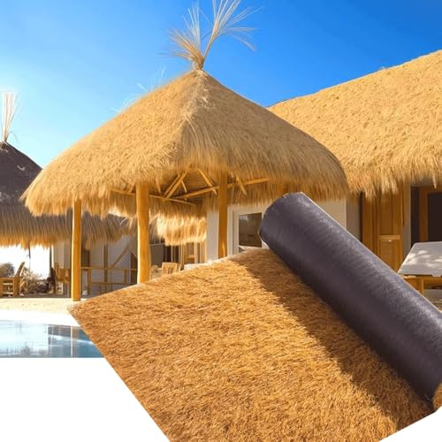 Künstliches Stroh Roll-UV Resistentes Synthetisches Stroh Dach & Fake Gras Stroh Für Tiki Huts,Palapa Faux Thatch Roofing Duck Blind，Patio Decor,Poolside Landscaping - Wetter(Size:0.5*1m(1.6*3.2ft))