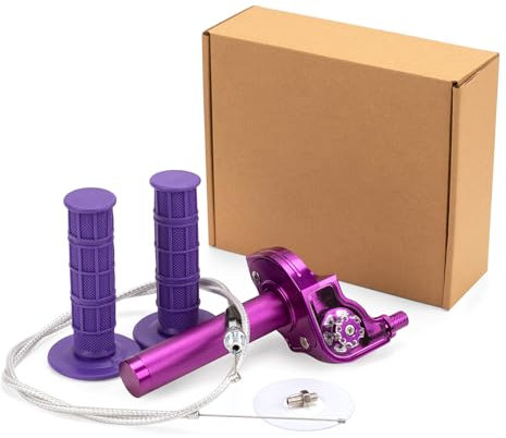 XINGWU Mini Bike Throttle Kit Universal 7/8 22mm CNC Quick Action Twist Throttle with Cable Throttle Assembly for CRF KLX SSR TTR 50cc-250cc Dirt Pit Bike Mini Bike ATV Motorcycle (Purple)