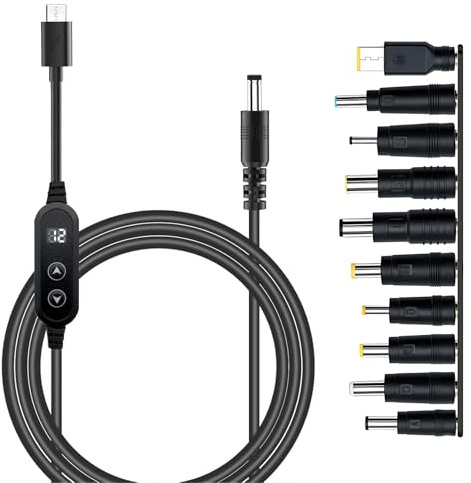 Idota PD zu DC Adapterkabel, 5V 9V 12V 15V 20V einstellbare Spannung | USB C Adapter, Type-C-Steckerkabeladapter mit 10 DC-Konverterköpfen für Laptop/Router/Monitor/Kamera/USB-Hub