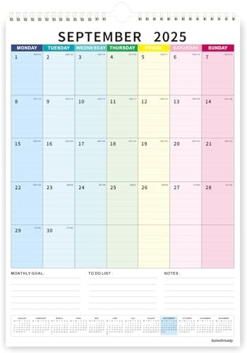 Calendar 2026 UK Colorful 16 Month Family Calendar 2026 Wall Planner Now until December 2026 with Large Blocks Daily Monthly Planning Academic Teacher Student Organized - Large 31 x 43 cm