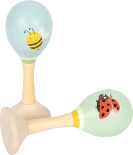 Small Foot Maracas Piccoli Amici in Legno, Strumenti a sonaglio di Alto Valore con Motivi di Animali a Misura di bambinio, per Bebè e Bambini Piccoli, 12726