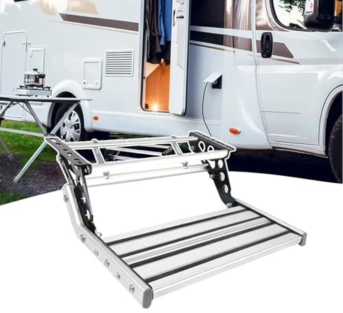 Escalier de camping-car, marchepied électrique manuel et rabattable, marchepied d'entrée de porte de camping-car, marchepied électrique manuel pour camping-car, anodisé 1-Step-Electricwithlight