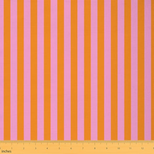 Homemissing Kinder Pink Orange Stoff Meterware Abstrakt Stoff 92x150cm für Jungen Mädchen Teens Streifen Polsterstoff für DIY Nähmuster Handwerk Weiche Mikrofaser Geometrische