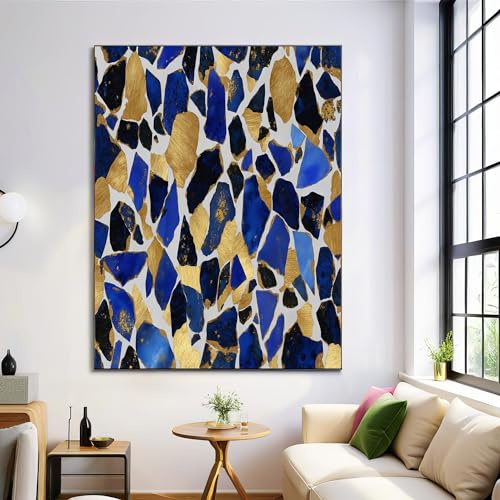Wandkunst Blattgold Kunst, Leinwand Wandkunst Glas Scherben Poster Drucke Wanddekorationen für Büro Schlafzimmer Wohnkultur 60x80cm ohne Rahmen