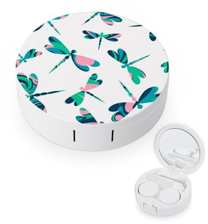 fkgvwo Contact Lens Case Blue Dragonfly Contact Lens Holder Box Container Soak Storage Kit