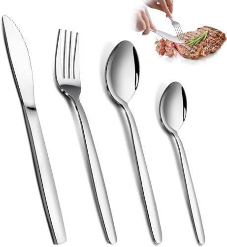 Bestdin Cutlery Set - 48 Piece Cutlery Set for 12 People, Stainless Steel Tableware Silverware Set with Spoon Knife and Fork Sets - Ideal for Home/Party/Restaurant, Mirror Polished & Dishwasher Safe