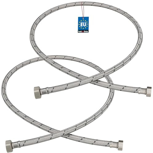 KOTARBAU® Flexschlauch 1/2“ x 3/8“, Wasserschlauch, Panzerschlauch 120 cm | 2er Set, Anschlussschlauch für Armatur, Schlauch Für Wasserhahn, Edelstahlummantelt, Silber