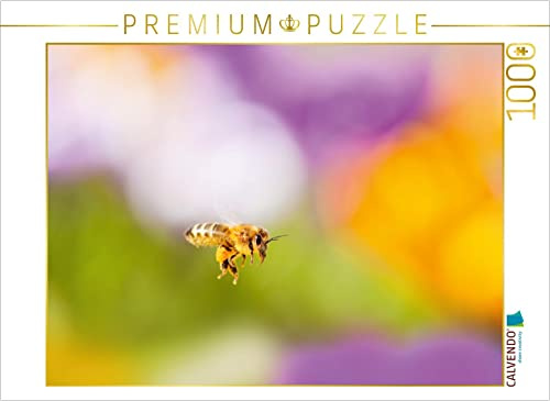CALVENDO Puzzle Biene im Krokusfeld | 1000 Teile Lege-Größe 64 x 48 cm Foto-Puzzle für glückliche Stunden