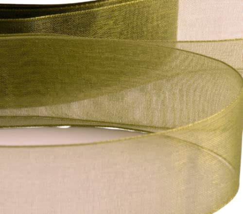 10mm Organza Ribbon - Olive Green - 50 Yards / 45 Meters Rolls for Gifts Wrap Sew Party, Decorations Events Dress Wedding Christmas Crafts, Bows Car, Floral Balloons Hairs, DIY, Bouquets, Cake More