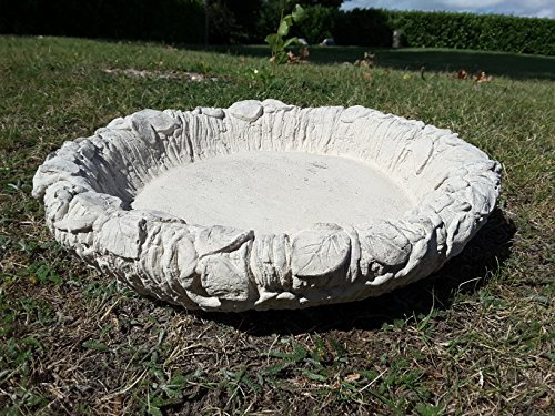 neilsstonecraft Stone Bird Bath Bowl Top (woodland)