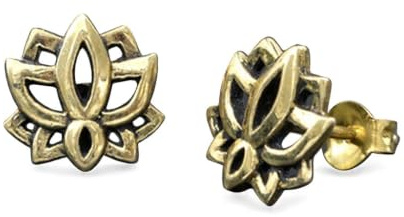 viva-adorno 1 Paar Ohrstecker Ohrringe Messing Ethno Vintage Antik Style Blumen Blüten Goa Z498