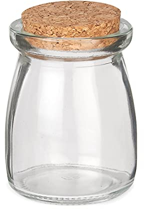 DEGUISE TOI - Petit Pot en Verre avec Bouchon liège 8 cm - 1 Petit Pot avec Bouchon - Taille Unique - Blanc - Decoration/Animation - Verre - - Noel-Carnaval