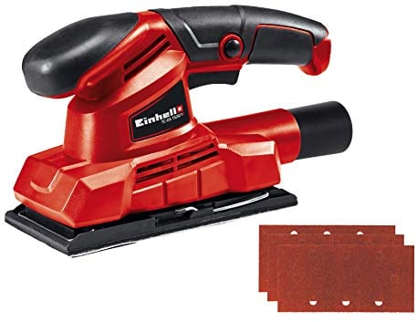 Einhell Levigatrice orbitale TC-OS 1520/1 (150 W, 24 velocità 1 minuto, velcro e dispositivo di bloccaggio, impugnatura morbida, inclusa carta vetrata 3x (P120)), rossa