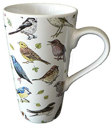 Garden Birds Latte Mug Large Ceramic Latte Mug 3/4pt Capacity