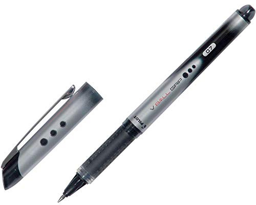 Pilot V Ball Grip Rollerball Pens Medium 0.7mm tip Black Ink (Pack of 6) Supplied Loose