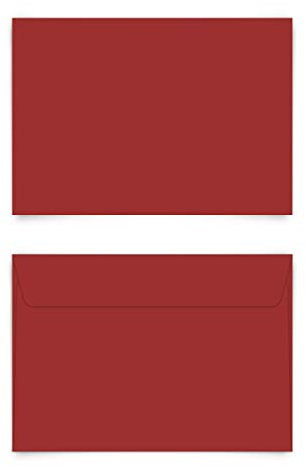 10 x Briefumschläge DIN C6 mit Selbstklebestreifen ohne Fenster - Rot