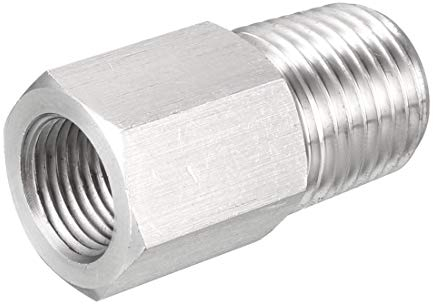 sourcing map Pipe Fitting Reducer Adapter 1/4 NPT Male x 1/8 G Female, Stainless Steel for Water Oil Air Pressure Gauge