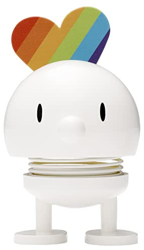 Hoptimist Baby Bumble Rainbow, Wackelfigur & Glücksbringer Skandinavisch, Wohnzimmer & Schreibtisch Deko, Büro Gadget, Tolle Kleine Geschenke, 4,5 x 5,8 x 8,7, Weiß