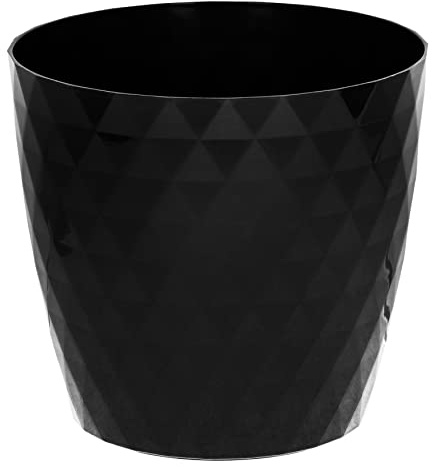 KORAD Cristal Indoor Flower Pot Covers without Drainage Holes | Round Plastic Plant Pots Container for All Houseplants | 9 Modern Colours & 7 Sizes- (Black, 18 cm - 7 inches)