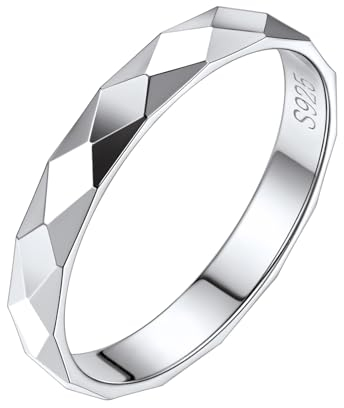 Silvora 925 Silber Damen Ringe 3mm breit für Frauen Männer Stapelbar Memoire Hochzeitsring Facetten Design Verlobungsringe Freundschaftsringe Partnerringe in Silber Ringgröße 54.4(17.25)
