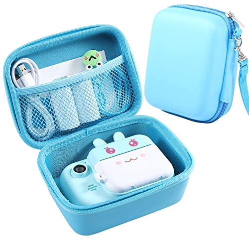 Kinder-Kameratasche, kompatibel mit Minibear Kinderkamera, Tasche für Kamera Kinder und Action-Kamera-Zubehör, 14 x 10,9 6,6 cm, stoßfeste Aufbewahrungsbox, passend die meisten Kinderkameras (blau)