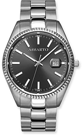 ASSARTO® - Herren Uhr Silber mit Schweizer Uhrwerk 316L Edelstahl Gehäuse & Armband - Männer Herrenuhr & Armbanduhr mit Datumsanzeige (ClassicTime Serie) analog, wasserdicht