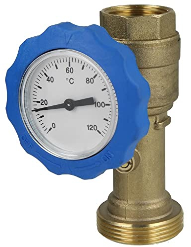 Oeg Kugelhahn mit Thermometer blau und Rückflussverhinderer 1 IG x 1 1/2 AG