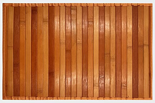 HOME ZEN HOUSEHOLD LINEN Bambus-Teppich aus Holz, rutschfest, waschbar, 50 x 370 cm, Orange