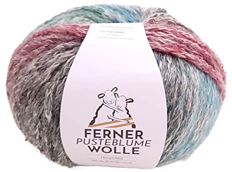 Nachhaltige Wolle mit Farbverlauf Ferner Pusteblume PB1, zum Stricken oder Häkeln, 50g