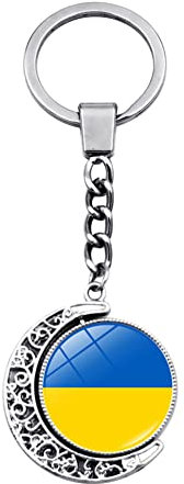 Asudaro Ukraine Flagge Schlüsselanhänger Anhänger, Kreative Persönlichkeit Flagge Keychain Taschenanhänger Charme 360 Grad Drehung Metall Autoschlüssel Ring Autotasche Flagge Dekor Ornament,Typ 3