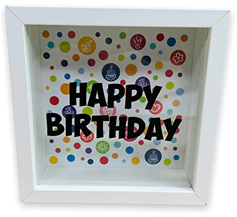 BUSDUGA 2926 Sparkasse Happy Birthday Spardose Bilderrahmen 15x15x5cm Geschenkidee