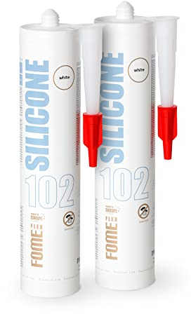 Weißes Silikon Bad Dichtmasse [2 x 310 ml] - Professionelles Silikon Weißes Wasserdichtes Sanitärsilikon - Sanitärsilikon Weiß Silikon Badezimmer, Rinnen und Fensterabdichtung von Fome Flex