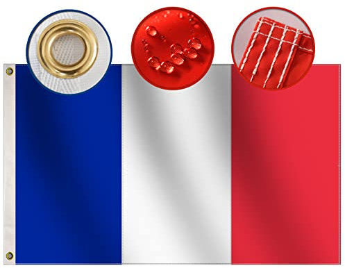 Omnisexual Frankreich-Flagge, robust, 150x90 cm, hochwertig, langlebig, 210D-Oxford-Nylon, vierfach genähte Fliegenenden, Messingösen, wasserdicht, Doppelnähte, französische Flagge, Drapeau Français