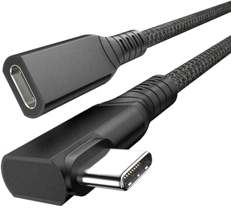 USB 4 Extension Cable 240W 0.6M, Right Angle Thunderbolt 4 & USB C Male to Female Cable, PD 3.1 Fast Charging 40Gbps 8K@60Hz Video, Type C Extender Cord, for MacBook,iPad Pro/Air,Galaxy S24 S23