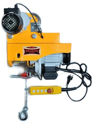Dragon Winch Elektrische Seilwinde Hoist 500/990kg, Seilhebezug 230V + elektrisches Fahrwerk sorgt für sicheres Arbeiten in der Werkstatt oder im Lager mit automatischer Bremse und Fernsteuerung