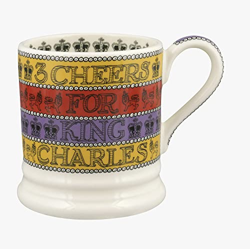1 x 470ml Emma Bridgewater 3 Cheers for King Charles III 1 Pint Mug, Ceramic - King Charles III Coronation Mug