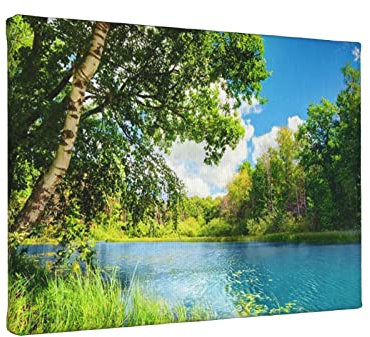 Sunny Waldsee, bedruckte Leinwand, Wandkunstdruck, Kunstwerk, Galerie, Wanddekoration für Schlafzimmer, Wohnzimmer, 20 x 30 cm, ungerahmt